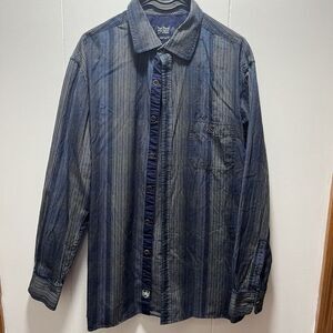 Nat Nast Shirt Mens Size Large Blue White Stripe Button Up Long Sleeve